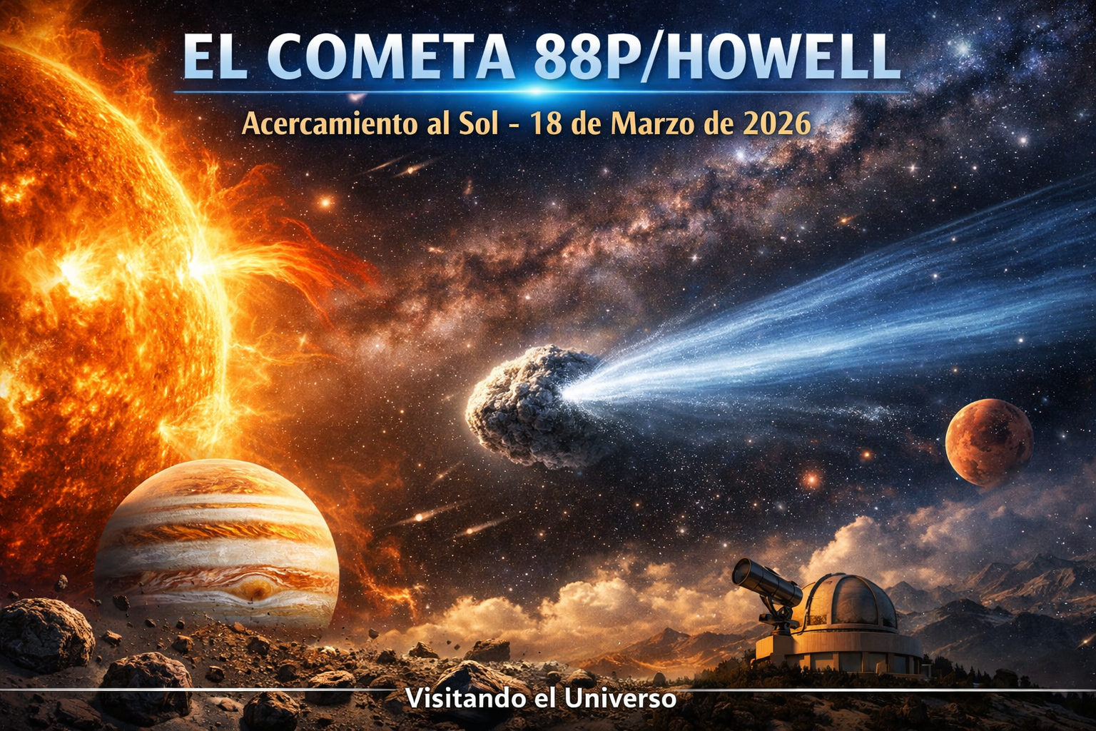 Acercamiento del cometa 88P/Howell al Sol el 18 de marzo