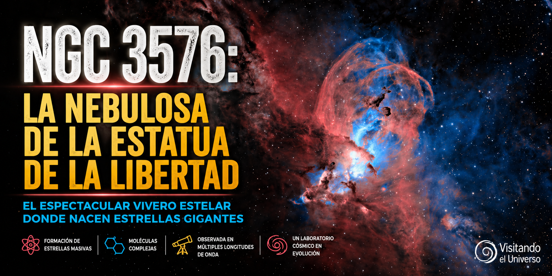 NGC 3576: La Nebulosa donde nacen estrellas gigantes en la Vía Láctea