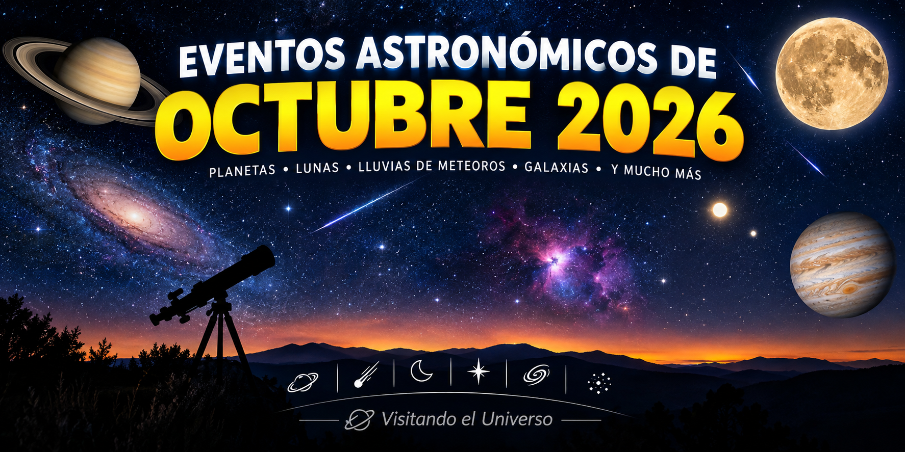 Eventos astronómicos de octubre de 2026: Saturno en oposición, lluvias de meteoros y La Luna del Cazador